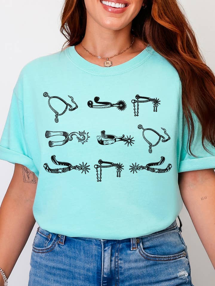 Wholesale Accessory Market - Wholesale Screen Printed T-Shirt - Women's - Boot Spurs Comfort Colors Adult Ring-Spun Cotton Tee