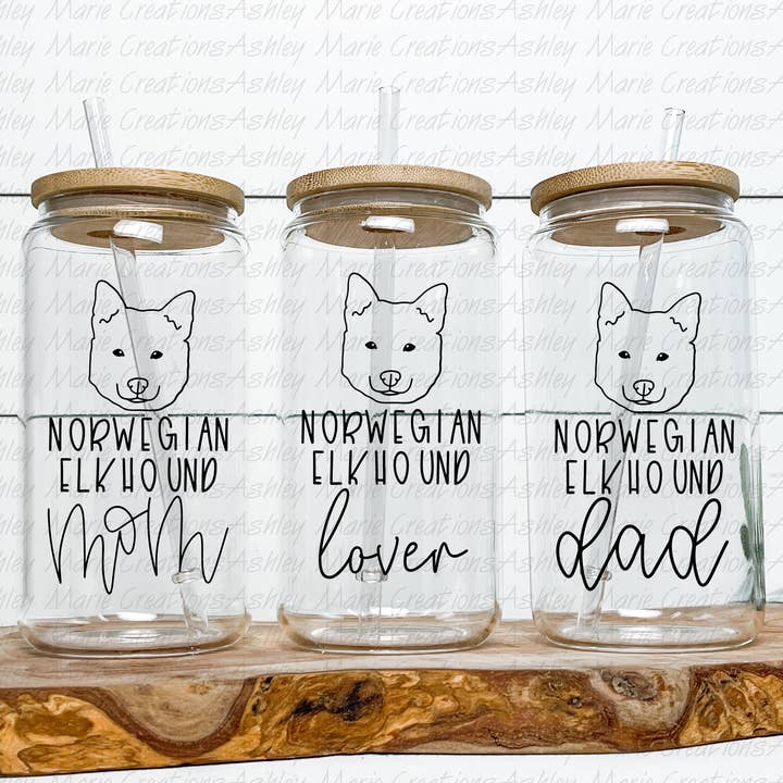 Norweigan Elkhound - Can Glass for wholesale by Ashley Marie Creations