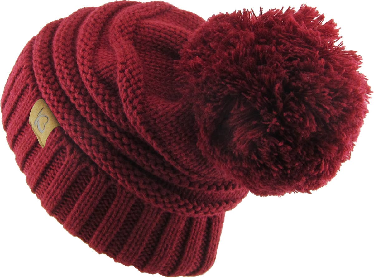 KBETHOS – Großhandel Beanie – Damen – Chunk Pom Pom Grobstrick-Mütze mit Zopfmuster und Rippenstrick47