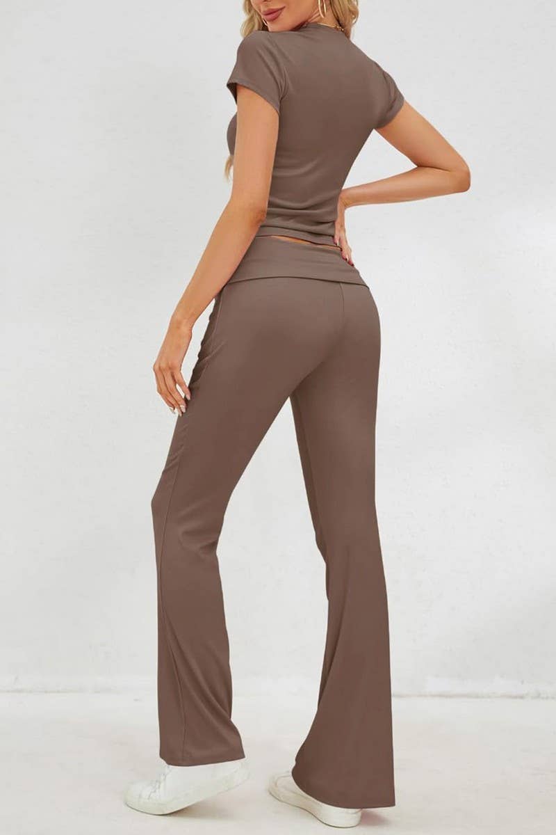 NINEXIS - Wholesale Top & Pant Set (NOT Loungewear) - Women's - CWSTB0449_Round Neck Short Sleeve and Pants set3