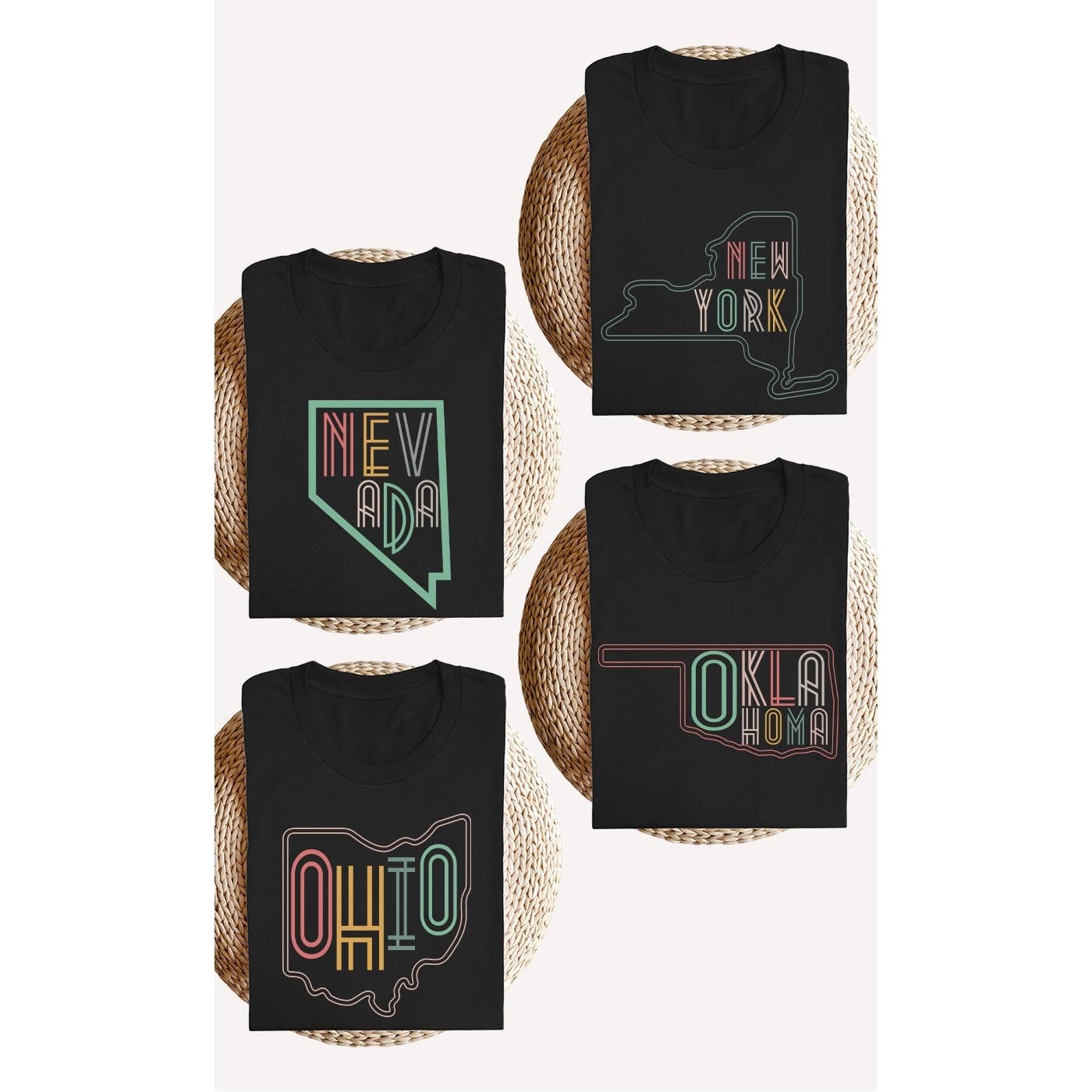 Kissed Apparel - Wholesale Screen Printed T-Shirt - Women's - Neon State Shape Graphic Tees9