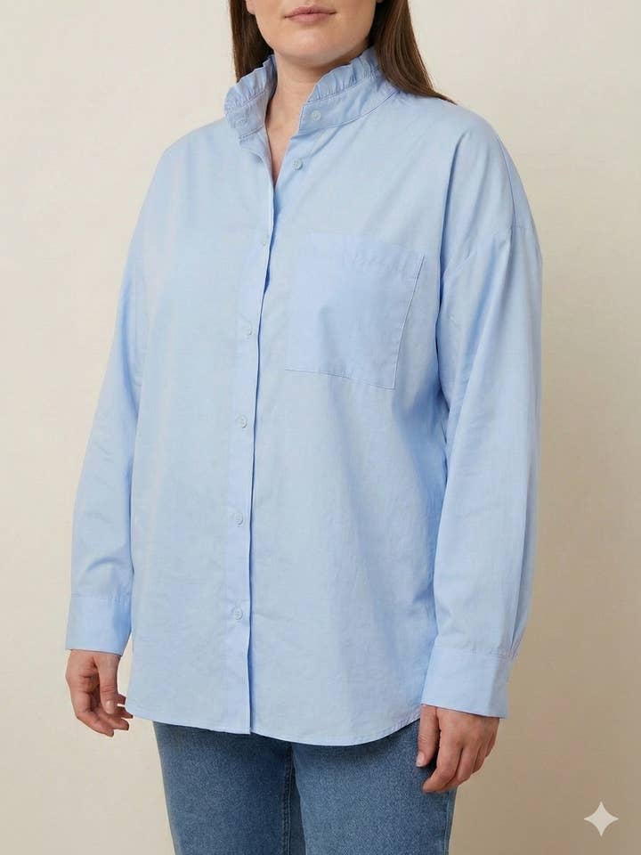 Large size - Oversized High Collar Shirt for wholesale by C'MELODIE