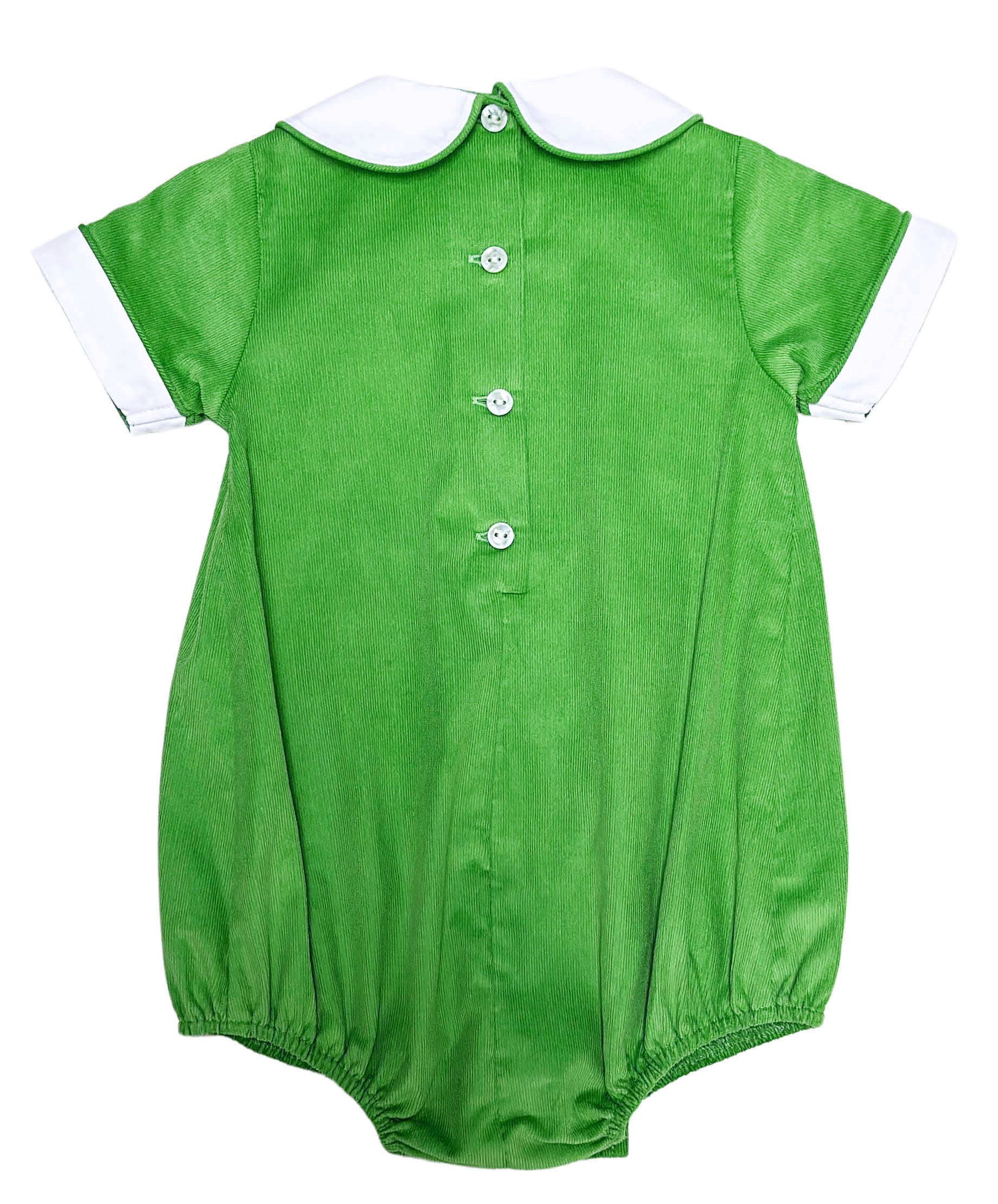 Marco and Lizzy - Vente Combishort – enfant - Bulle en velours côtelé verte "Josh" pour bébé garçon2