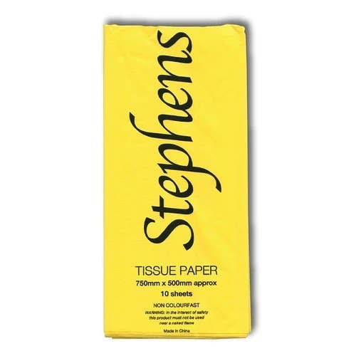 Stephens Tissue Paper, 10 Sheets, Yellow, 750 x 500mm for wholesale by West Design Products UK