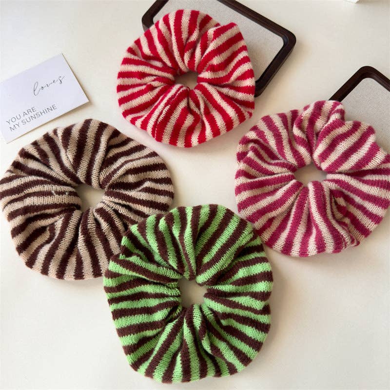 Dipped Shop - Wholesale Scrunchie - Women's - Color Block Striped Elastic Hair Tie DP25F96110