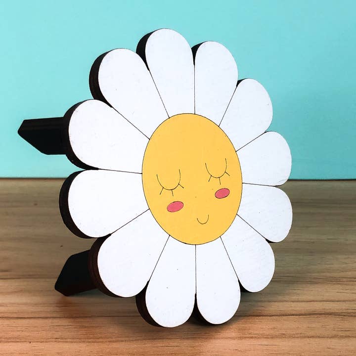 Portavaso in legno "Smiling Daisy" - 5" per la vendita all'ingrosso da parte di Button and Fern