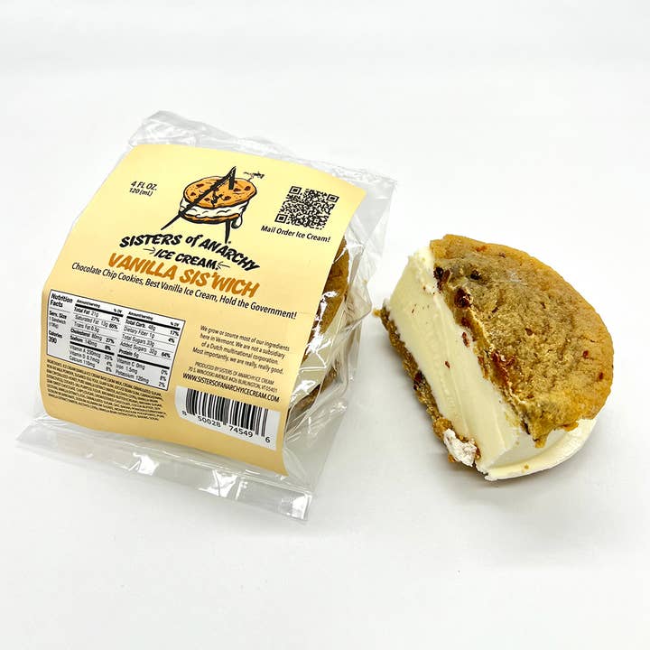 Sisters of Anarchy Ice Cream - Wholesale Ice Cream/Sorbet - Sis'wich Vanilla Ice Cream Sandwich