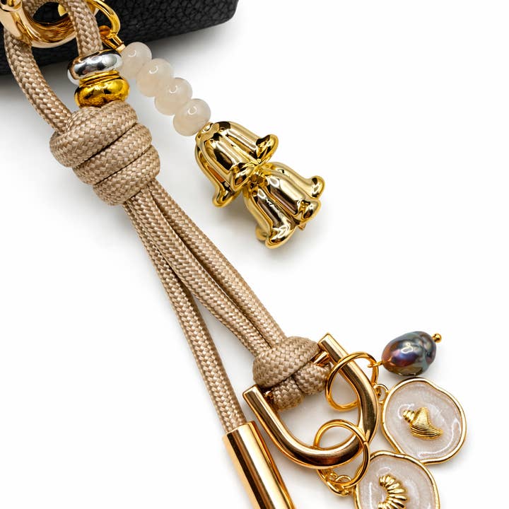 Leo & Lei - Wholesale Purse/Bag Accessory - Women's - Leo Charm – Bag & Accessory Charm (Taupe, Plumeria)