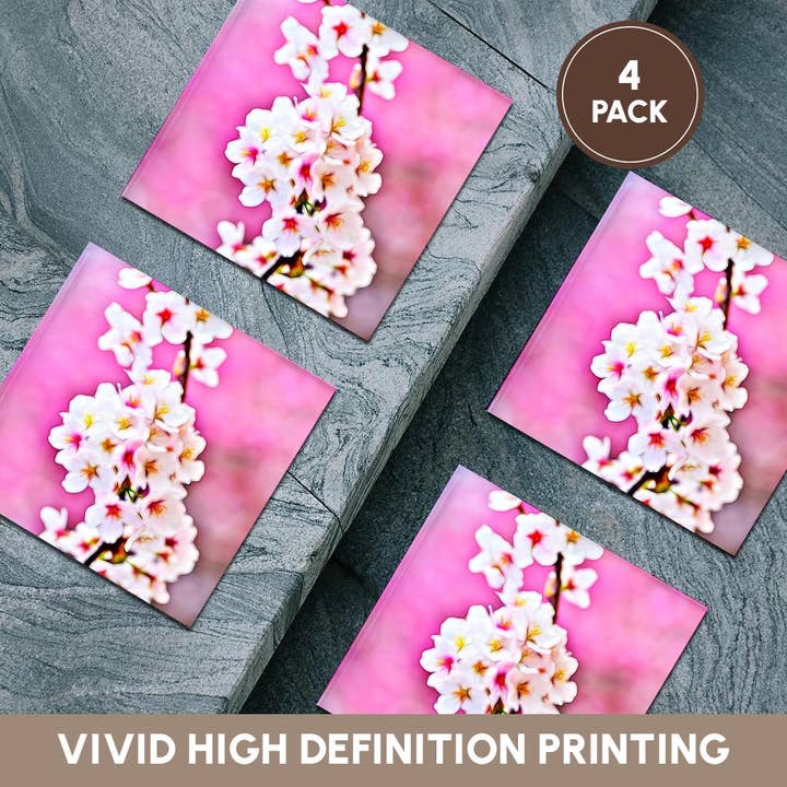 3dRose – Großhandel Untersetzer – 3dRose, Schönes Bild eines lichtdurchfluteten Kirschblütenblumen-Gemäldes, Untersetzer5