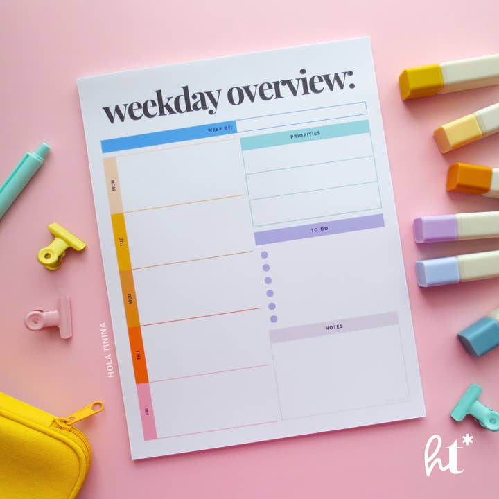 Weekday Overview Notepad Planner | Weekly Plan for wholesale by Hola Tinina