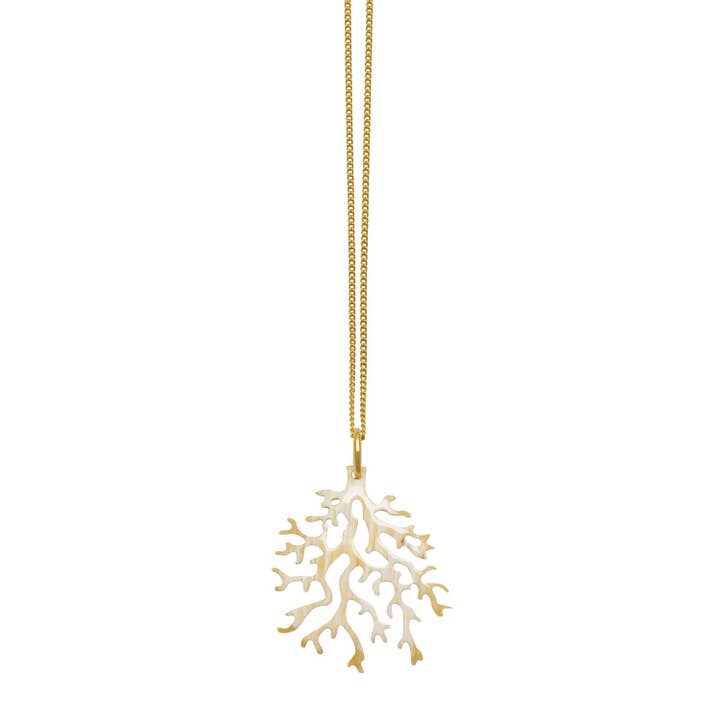 Collana con ciondolo in oro bianco e corallo regalo per donne per la vendita all'ingrosso da parte di BRANCH JEWELLERY