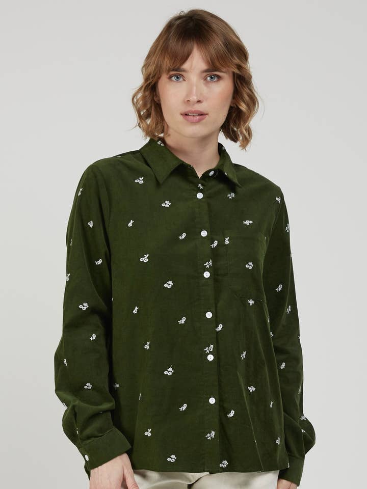 ALENA - Chemise Velours Fin Brodé - 100% Coton pour la vente par Andy & Lucy