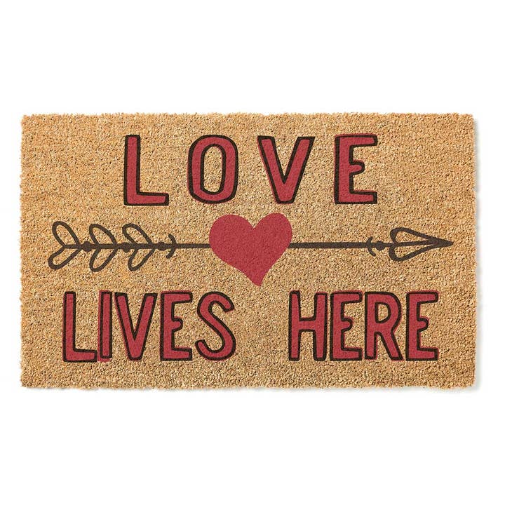 18x30 Coir Doormat Love Lives Here for wholesale by Kindred Hearts