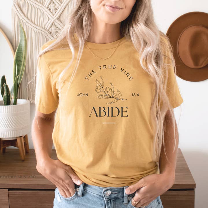 Faith & Life Christian Brands - Wholesale Screen Printed T-Shirt - Women's - Abide Olive Branch Vine Women's Christian Graphic T-Shirt9