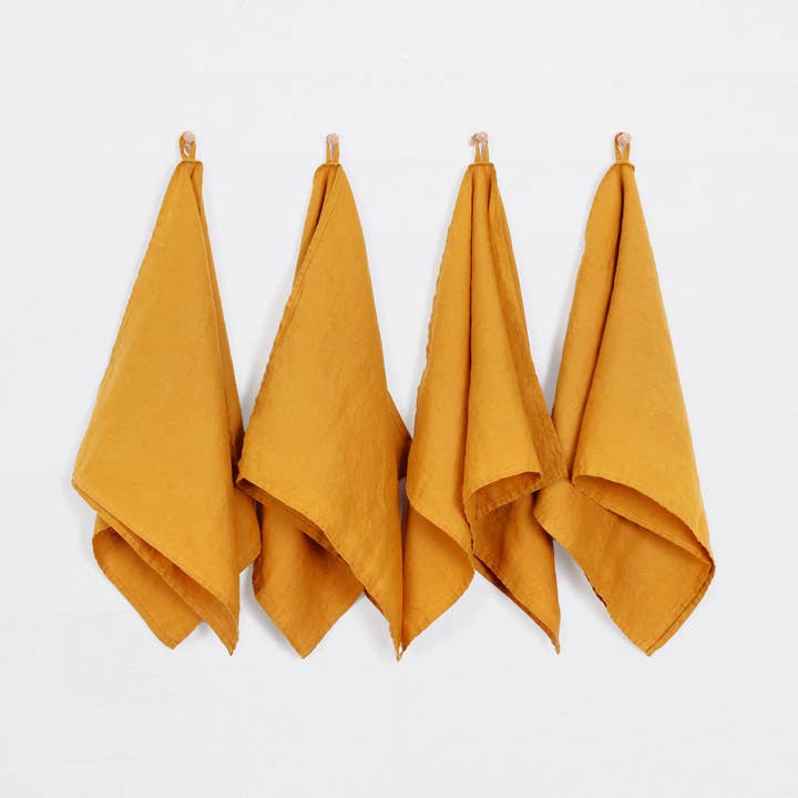100% Linen Kitchen Towel - 14'' x 28'' Hand Towels - Yellow for wholesale by Triton Linen