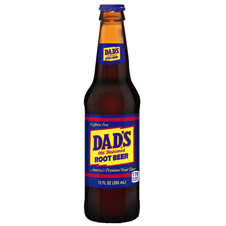Grandpa Joe's Candy Shop - Wholesale Soda/Carbonated Drink - Dad's Root Beer Soda, 12oz Glass Bottle 12ct