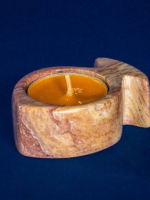 Small Christian fish tea light - soapstone for wholesale by polanski speckstein
