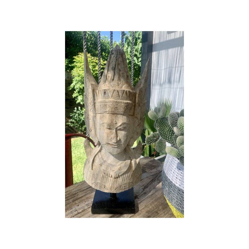 Paloma Black (Casa Natura Design, S.L.) - Venta al por mayor Escultura - Máscara de Madera Única Tallada a Mano con Detalle de Tocado1