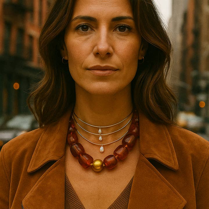 Sahira Jewelry Design - Wholesale Beaded/Pearl Necklace - Pebbles Brown Beaded Necklace1