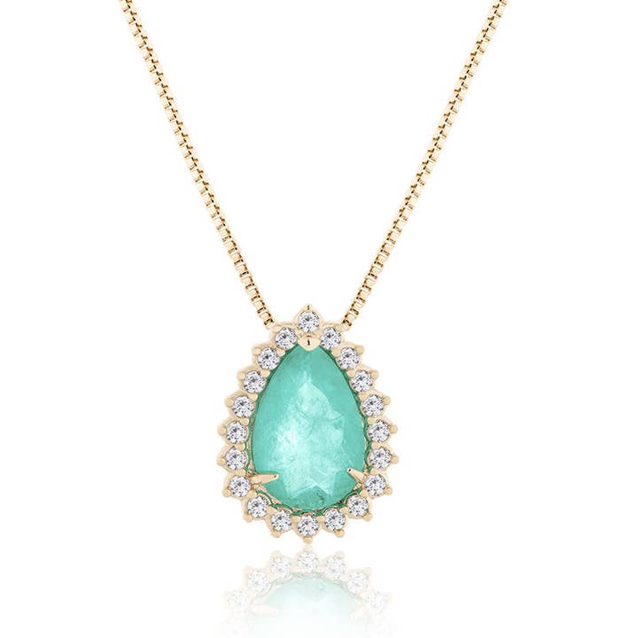 Aqua Teardrop Necklace for wholesale by VIVA VIDA