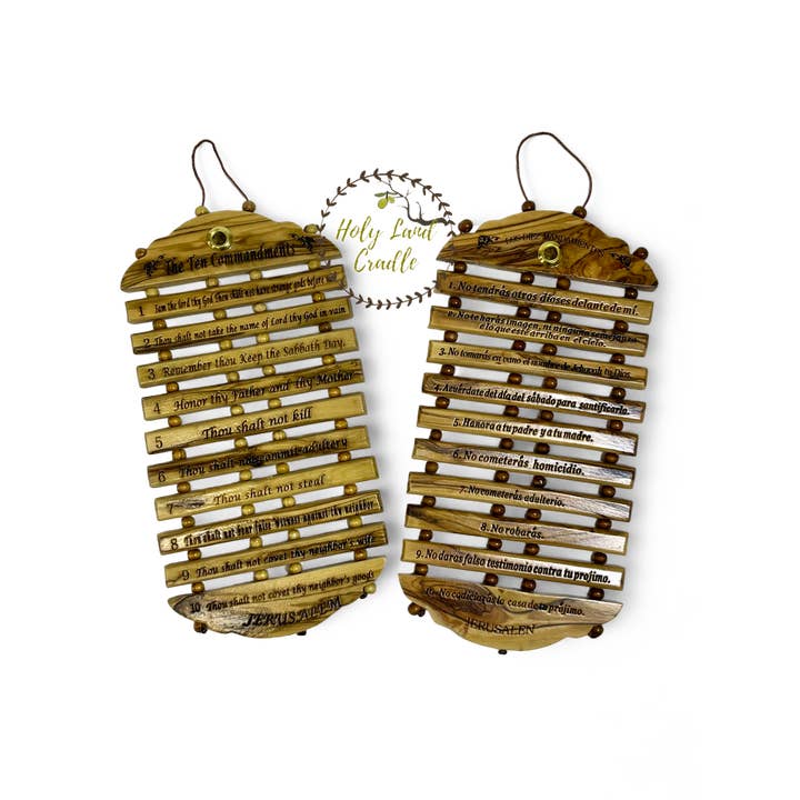 Holy Land Cradle - Wholesale Wall Accent - Olive Wood the Ten Commandments