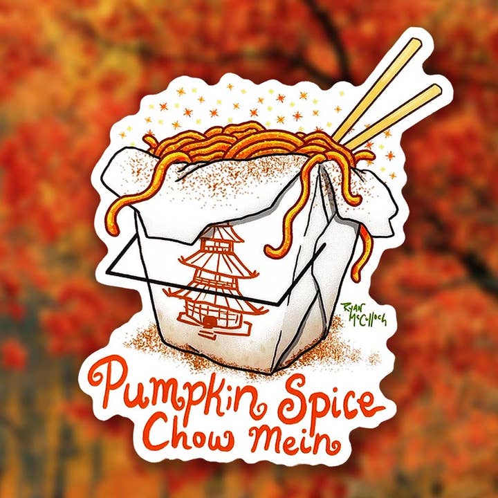 VINYL STICKER: Pumpkin Spice Chow Mein for wholesale by Ryan McCulloch Art