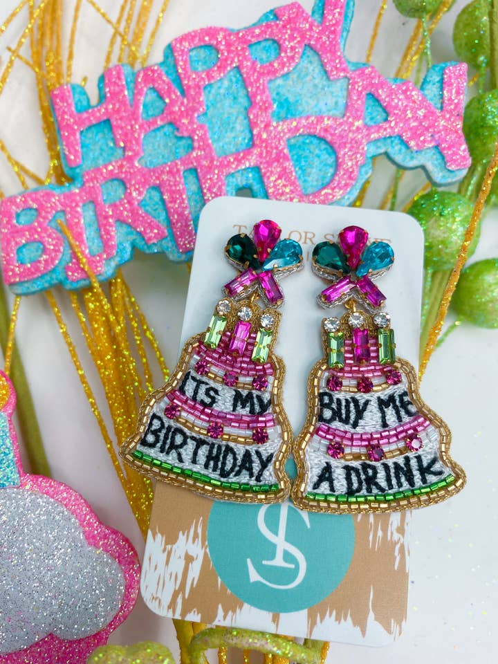 Birthday Girl Beaded Earrings for wholesale by Taylor Shaye Designs