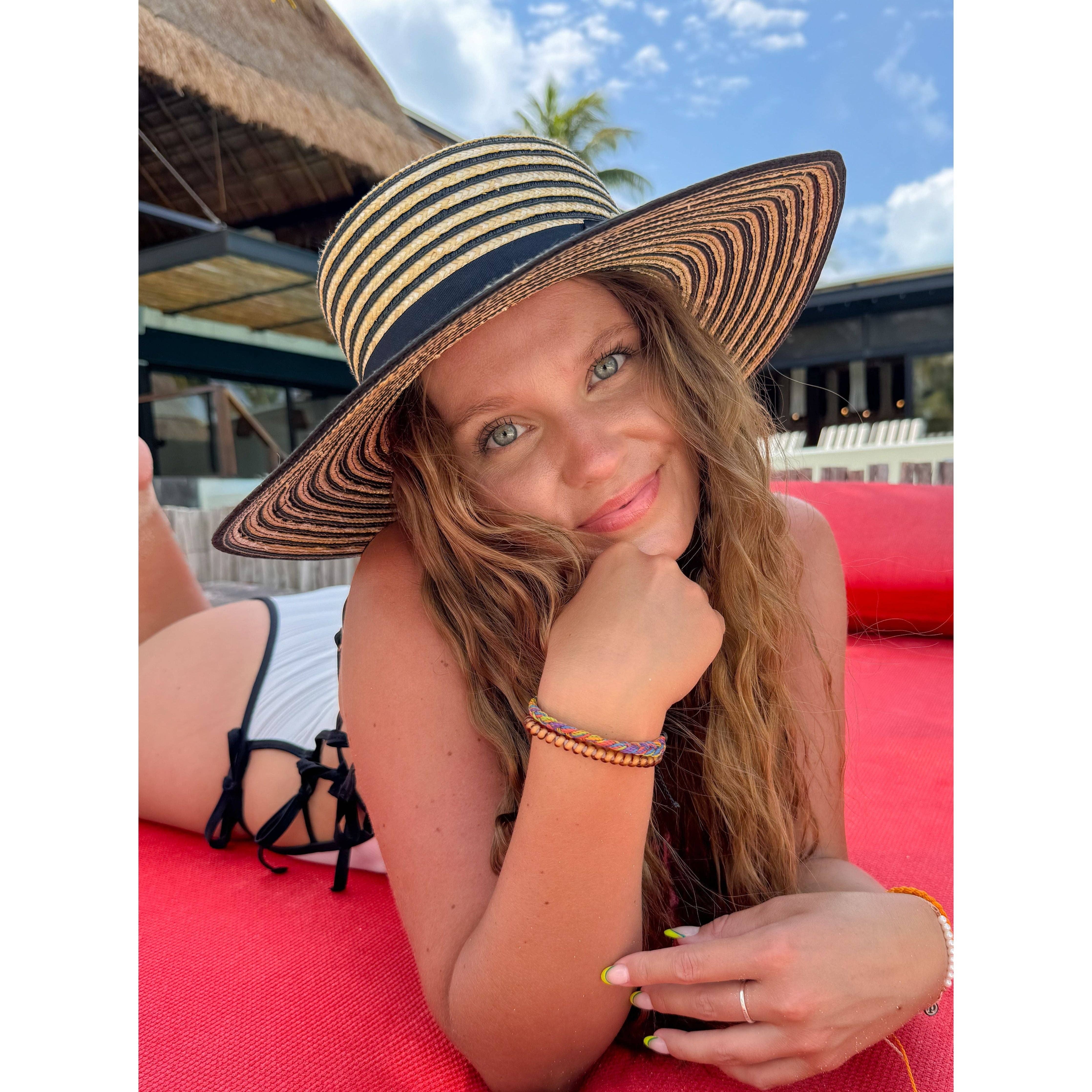 Pink Stripe C.C Boater Sun Hat STH0033 for wholesale on Faire1