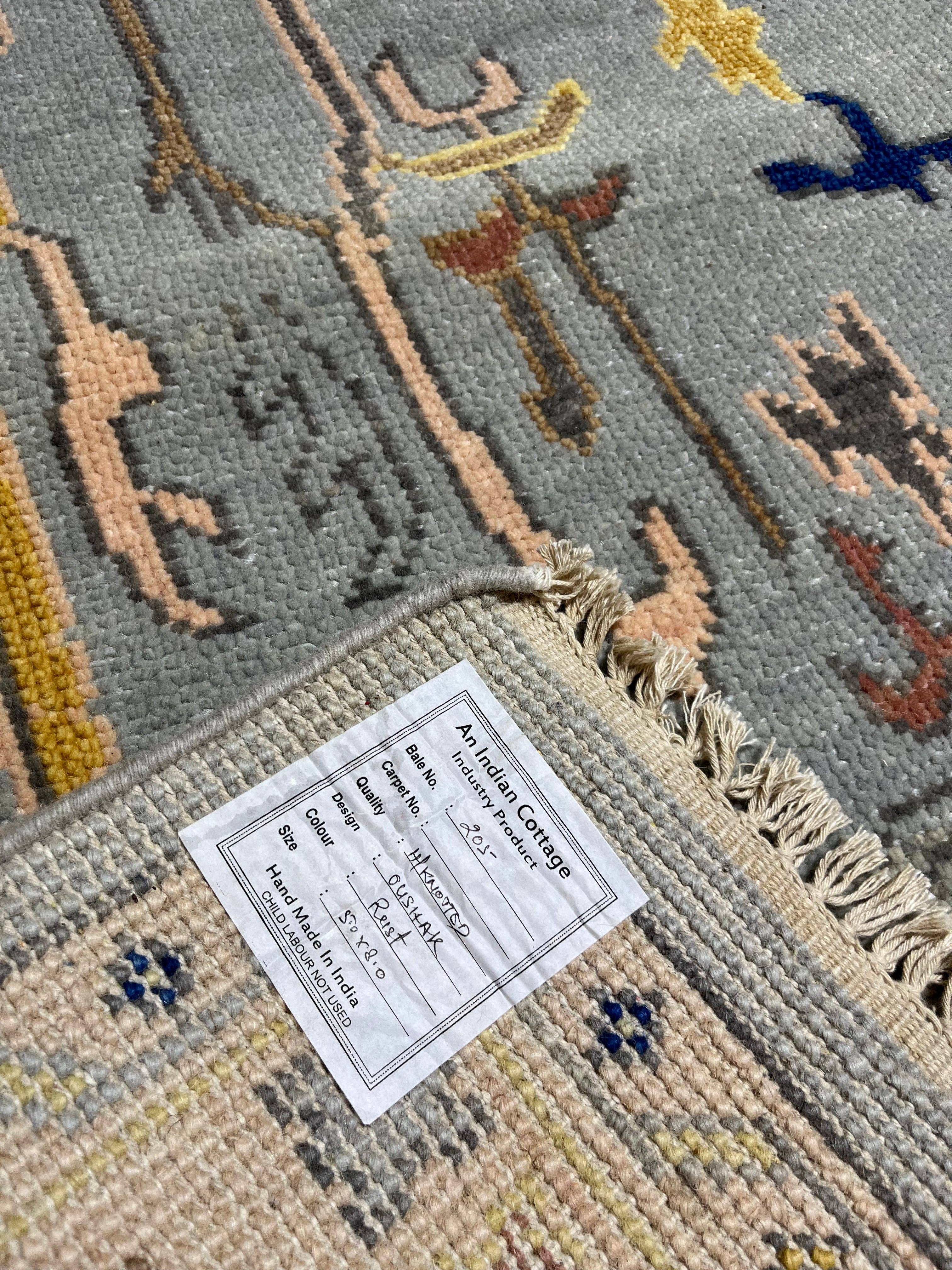 Banana Manor Rug Co. - Wholesale Area Rug - Sharon Ventura  5x7 Sky Blue Hand-Knotted Oushak Rug7