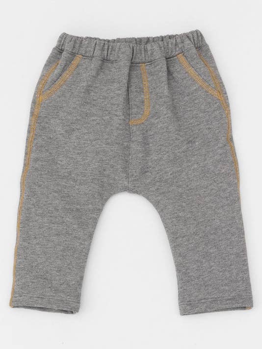 Calças Pull-on com Costura Contraste Orgânica Cinza por atacado de Kal Babies