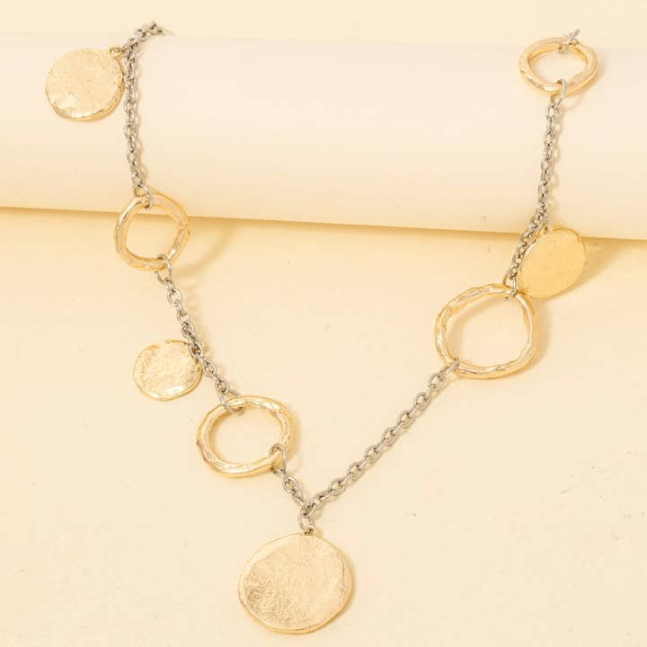 Warped Hoop And Coin Station Chain Necklace for wholesale by Anarchy Street