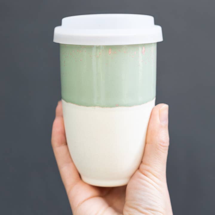 Nova Ceramics Travel Mugs - Wholesale Coffee Mug - Sage Green Ceramic Travel Mug – 12oz Reusable Cup2