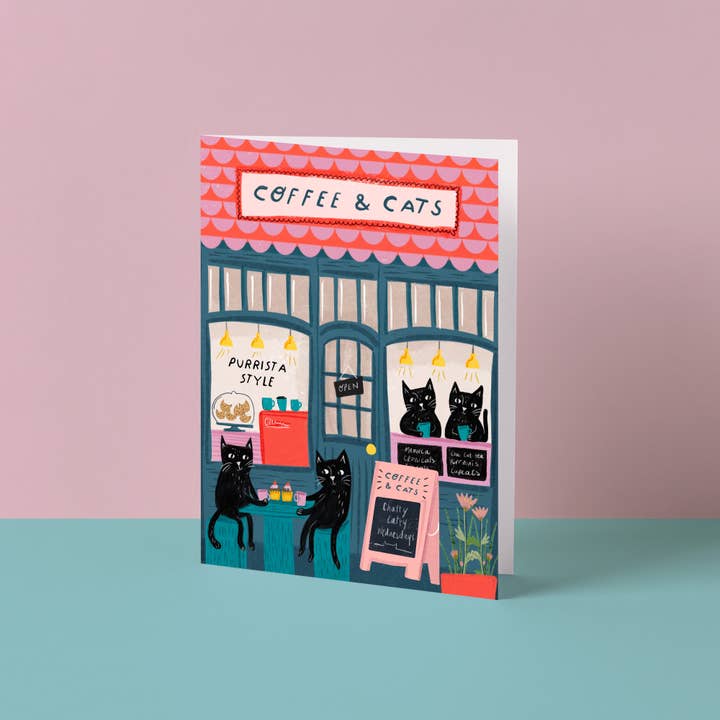 Niaski (USA DUTIES PAID) - Wholesale Everyday greeting card - Cat Cafe Art Card