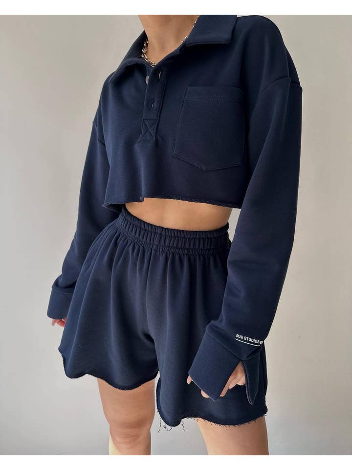 Sweetkama - Wholesale Lounge Set - Women's - Sweetkama Ladies Solid Color Top and Shorts Hoodie Daily Set2