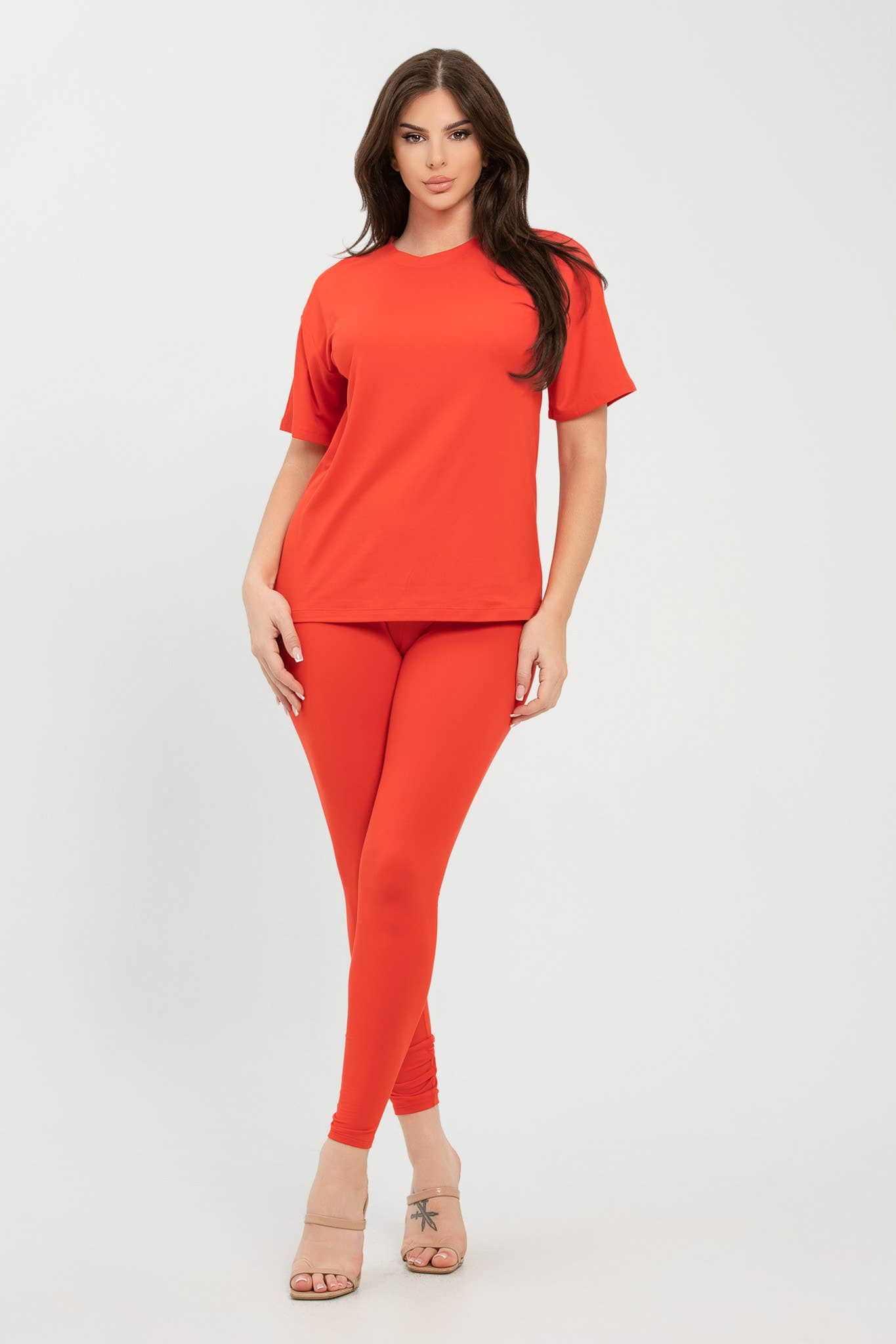 Julia by LoveJ – wholesale Set med topp och byxa – Dam – Set med borstad Dty rundhalsad topp och leggings24