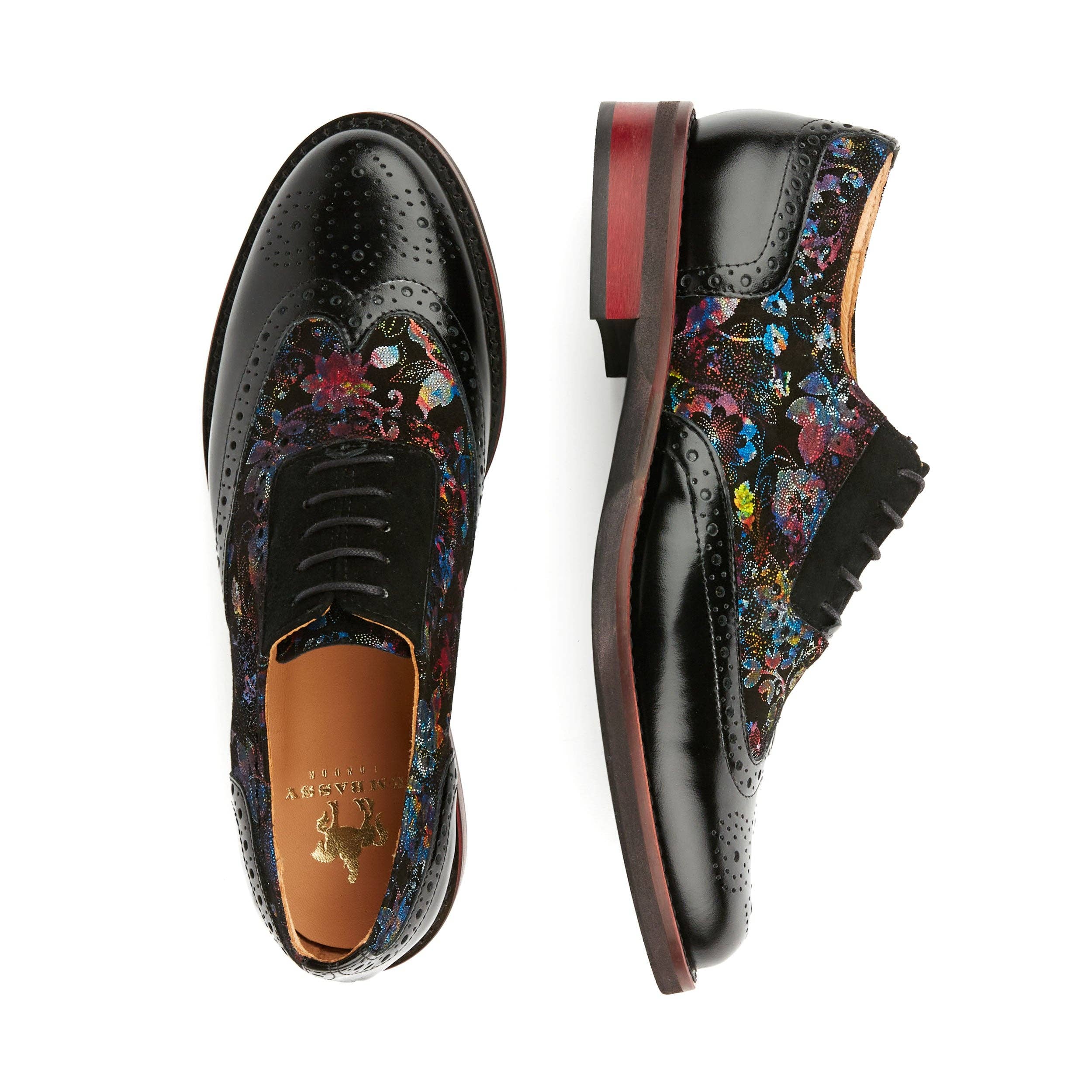 Embassy London – wholesale Brogue shoes – Women's – Vivienne - Black Flower9