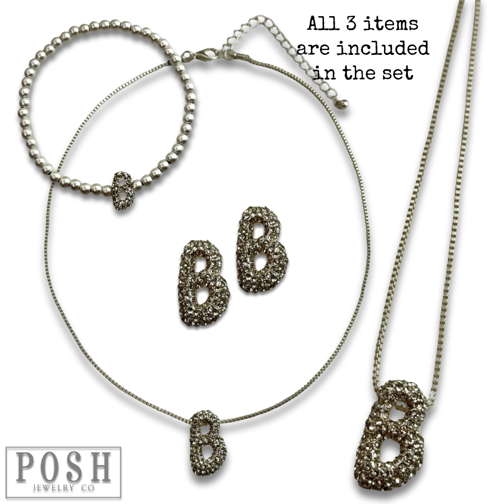Pink Panache Brands - Wholesale Jewelry Set - Rhinestone initial jewelry set3
