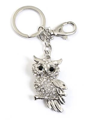 Crystal Owl On Branch Key Chain/Purse Jewelry for wholesale by Value Arts
