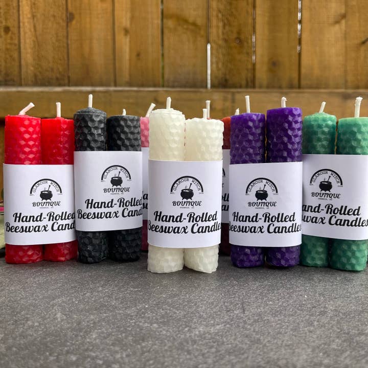 Hand-Rolled Beeswax Candles for wholesale by Glamour Witch Boutique