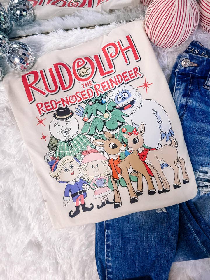 ZZ Threadz - Wholesale Screen Printed T-Shirt - Women's - Vintage Rudolph Christmas Graphic Tee0