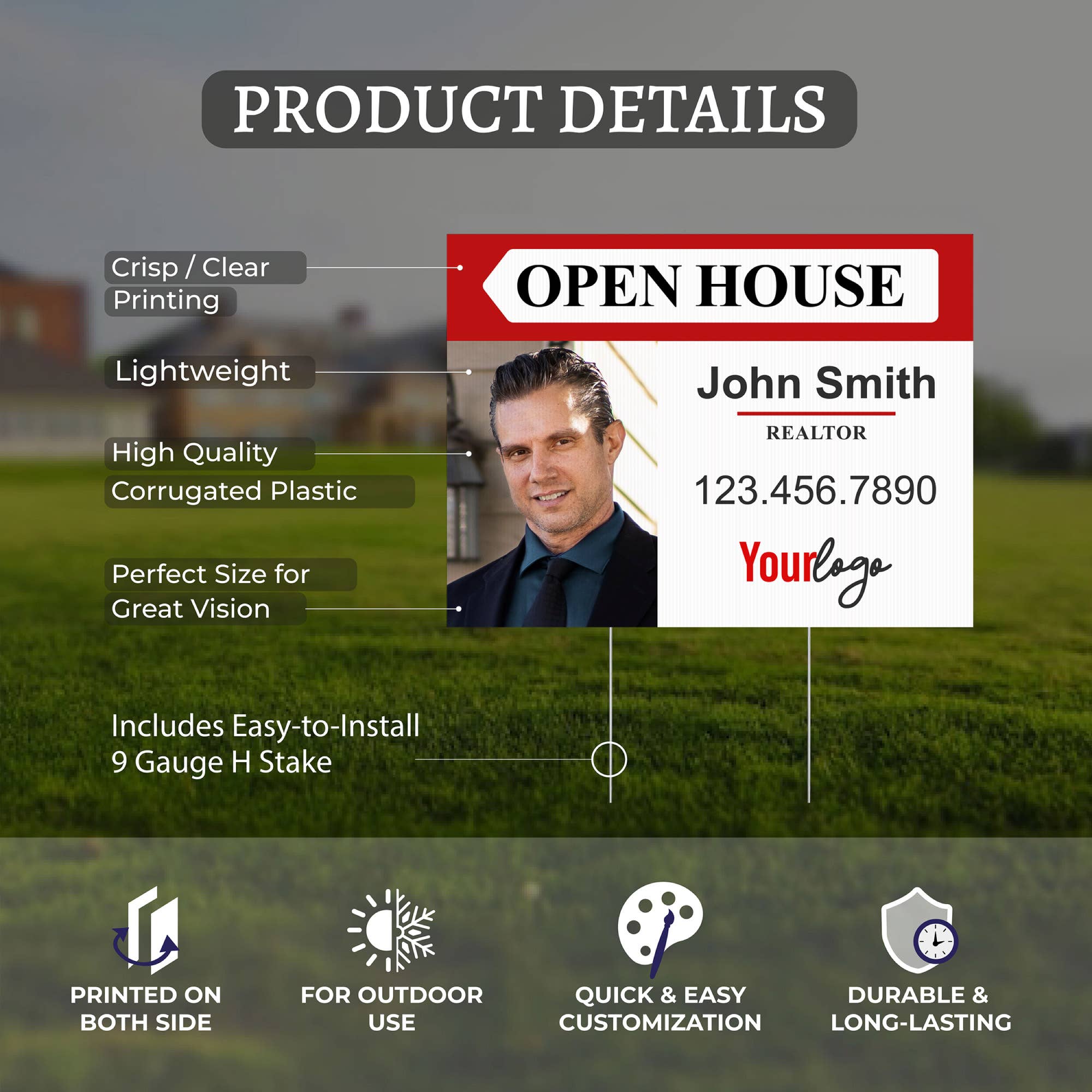 Famgraving – wholesale Sign – Custom Open House Yard Signs for Real Estate with Stakes1