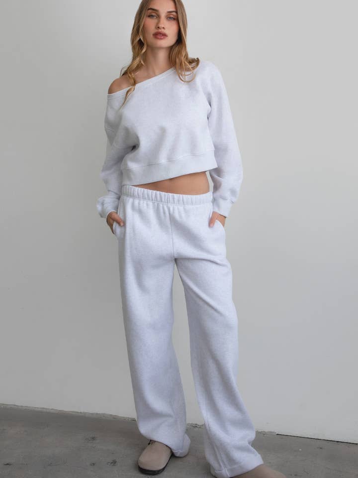 TICTOC - Wholesale Lounge Sweatpants/Joggers - Women's - LANI Lightweight Fleece Wide Leg Sweatpants