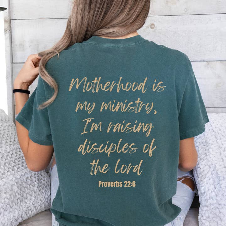 Wholehearted Motherhood and Co. - Wholesale Screen Printed T-Shirt - Women's - Motherhood is Kingdom Work Graphic Tee - Christian Faith Tee