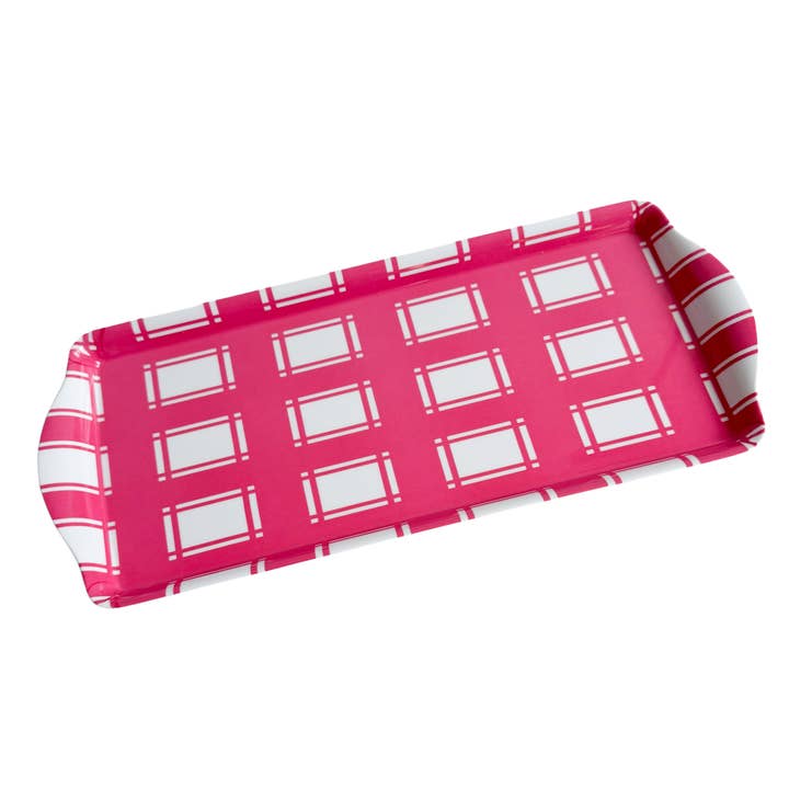 Pink Plaid Gingham Melamine Party Tray for Appetizers & Desserts for wholesale by Sprinkles & Confetti Party Supplies