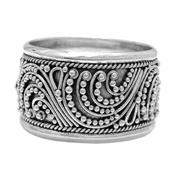 Sterling Silver Beaded Swirls Ring for wholesale by SITA