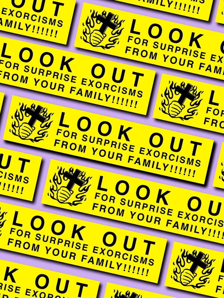 Look Out for Surprise Exorcisms Sticker for wholesale by The Clay Agenda