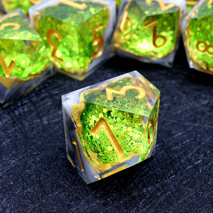 Tabletop Dominion Limited - Wholesale Dice - Arctic Emerald | Geode Sharp Edge Dice | 7-Polyhedral Set