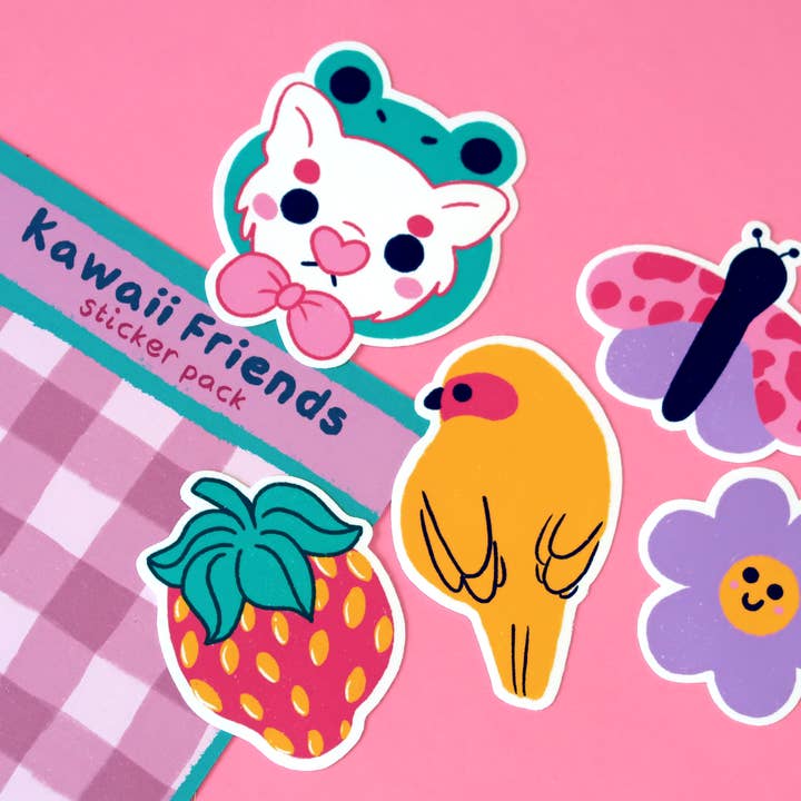 Kawaii Friends Vinylklistermärkesset (5-pack) för wholesale av Pollygone Illustration