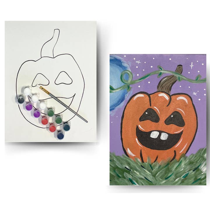 Pumpkin - DIY Canvas Paint Kit - Includes Paint & Brush for wholesale by Painted Grape