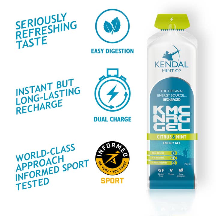 Kendal Mint Co® - Wholesale Sports/Energy Drink - KMC NRG GEL+ Citrus & Mint Caffeine Energy Gel 70g3